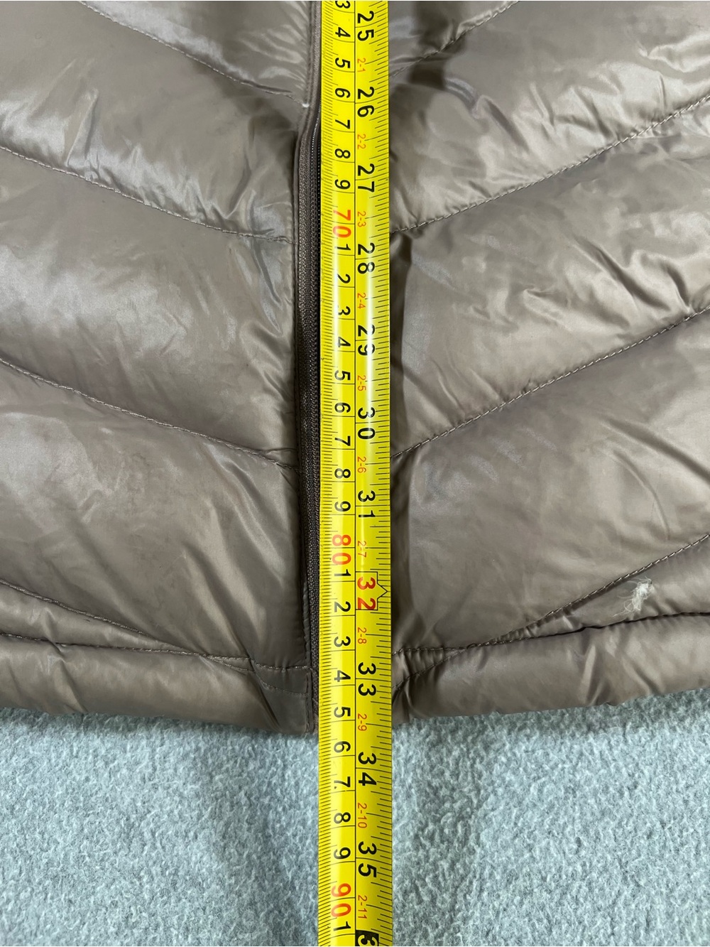 Calvin Klein Packable Premium Down Puffer Coat Taupe Gray Womens M - Picture 11 of 13